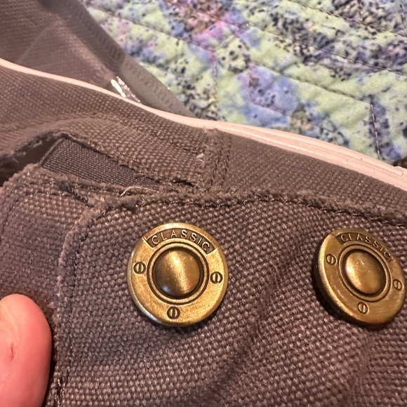 Canvas button shoes. 10.5 six. I ordered reg instead of wide.  blue and brown - Picture 3 of 4